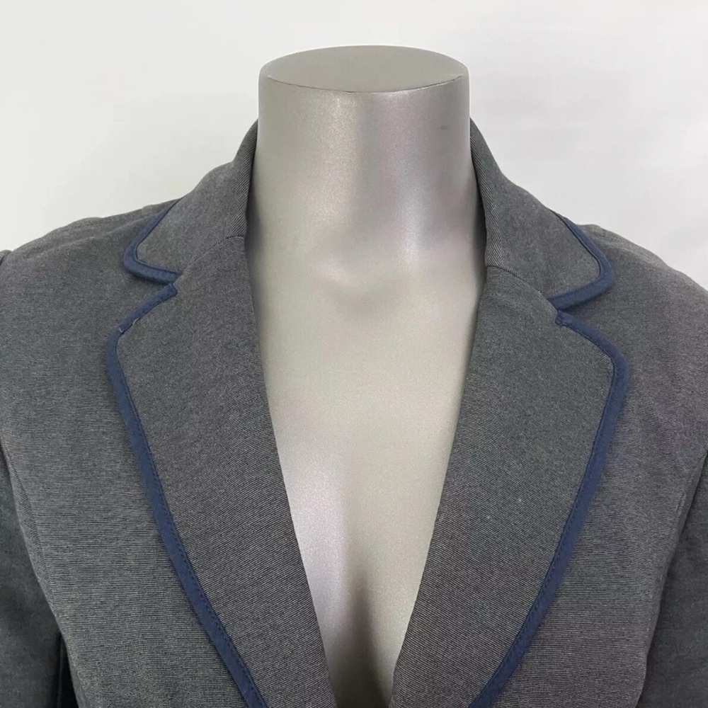 Boden Blazer Sz 8 Gray 3-Button Lined Floral Silk Lining Academia Preppy Office - Picture 6 of 13